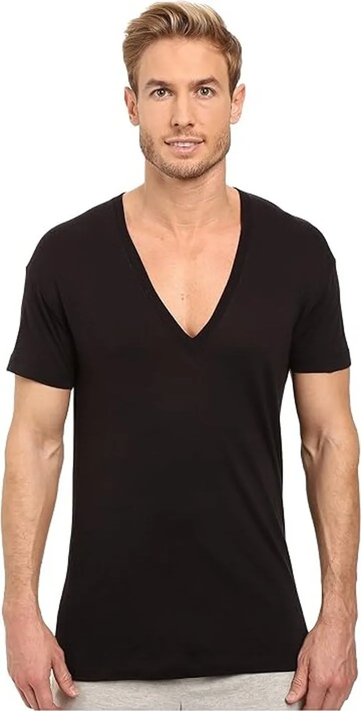 2(X)IST Pima Slim Fit Deep V-Neck T-Shirt (Black) Men's T Shirt