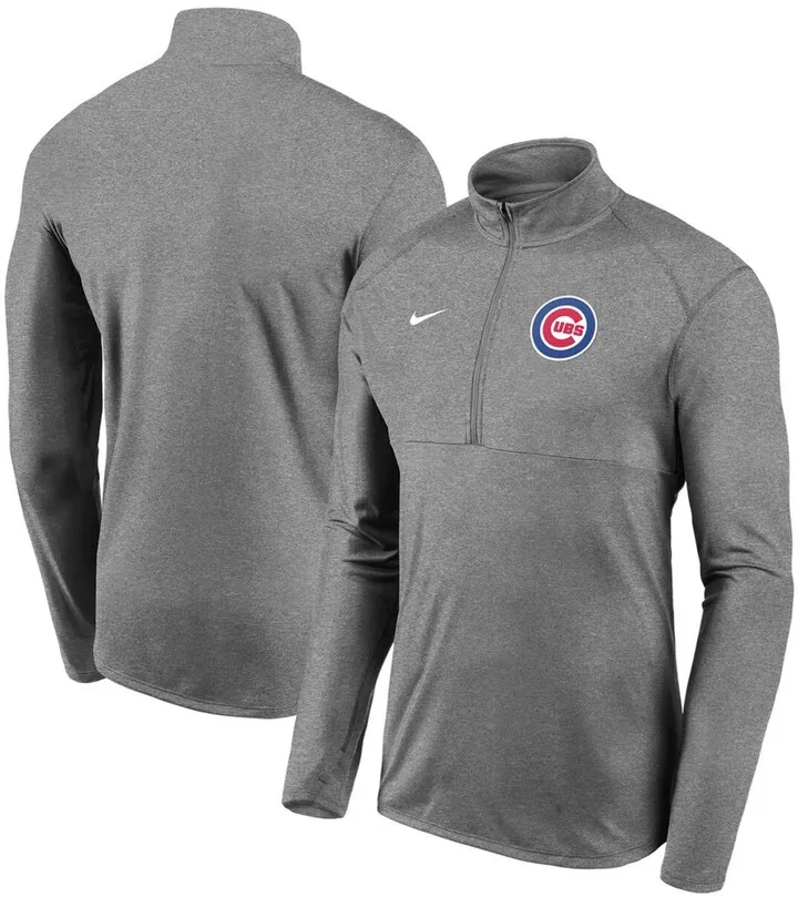 Men's Gray Chicago Cubs Team Logo Element Performance Half-Zip Pullover Jacket