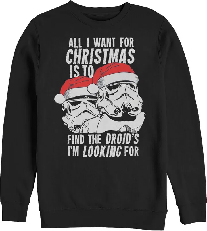 Men's Star Wars Christmas Droids Looking Wish Sweatshirt - Black - Large