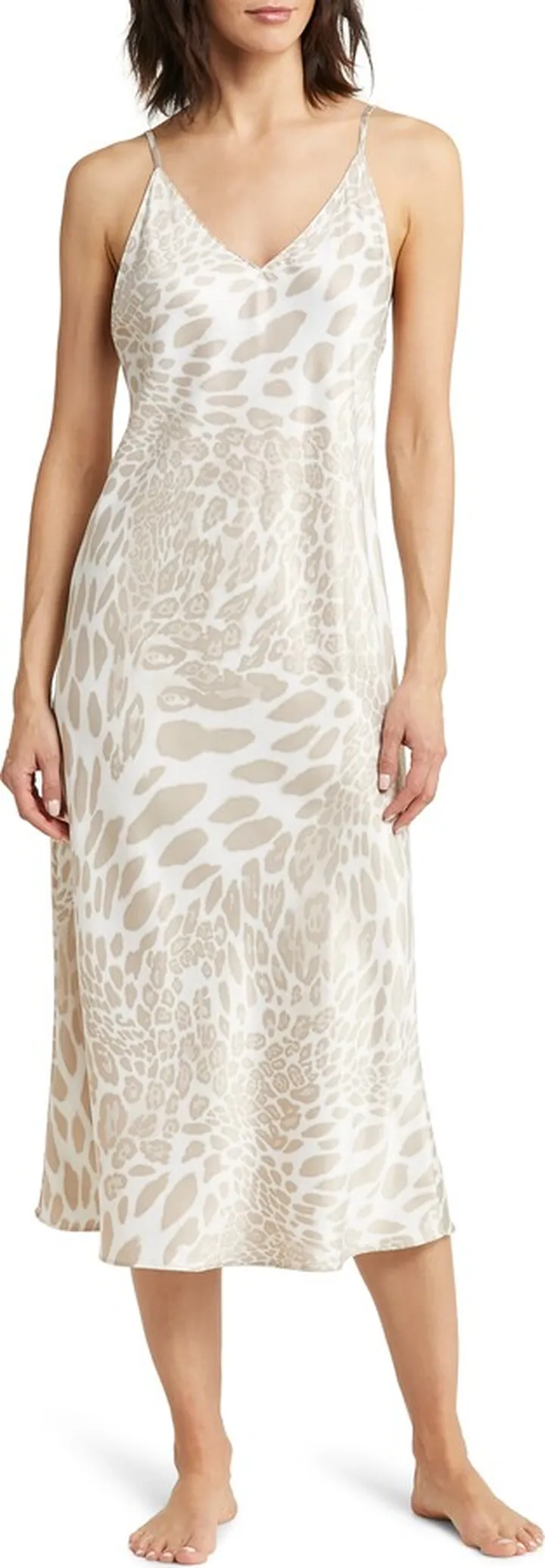 Leopard Print Satin Nightgown