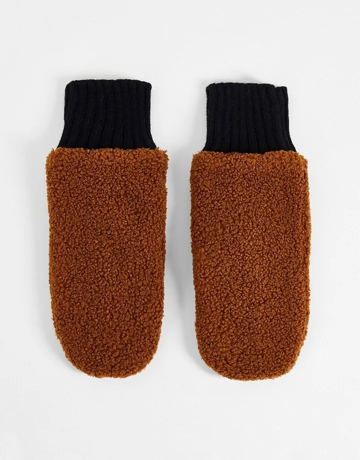 Miss Selfridge Tan Teddy Mitten