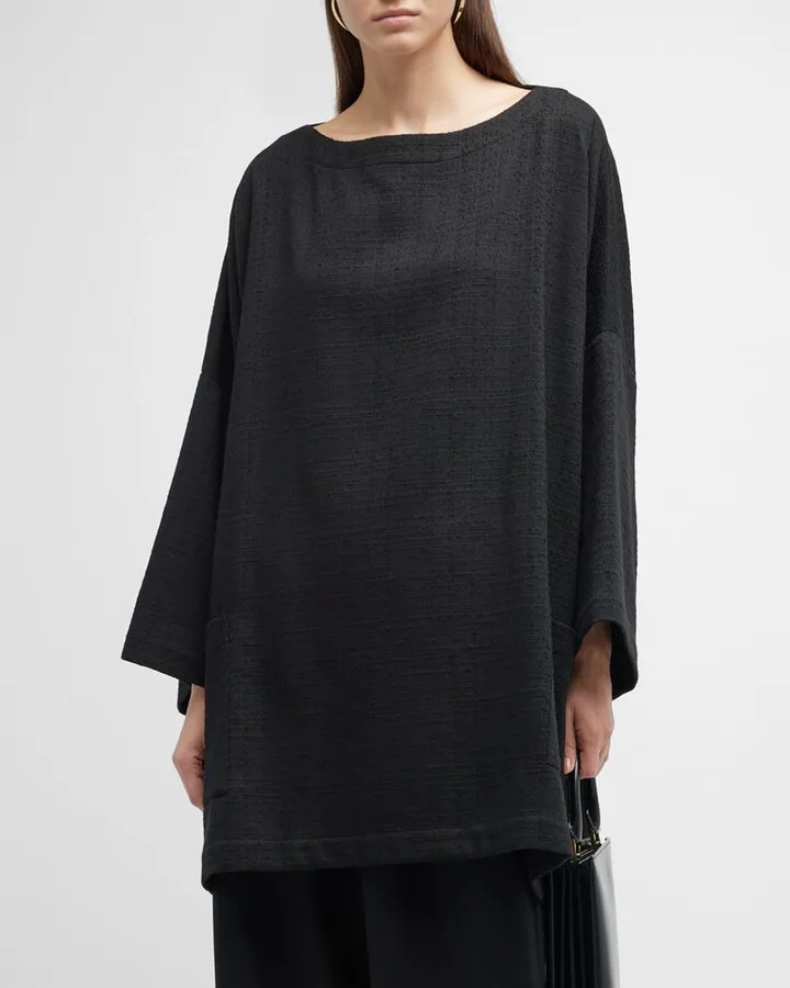 Sloped Shoulder Long Poncho
