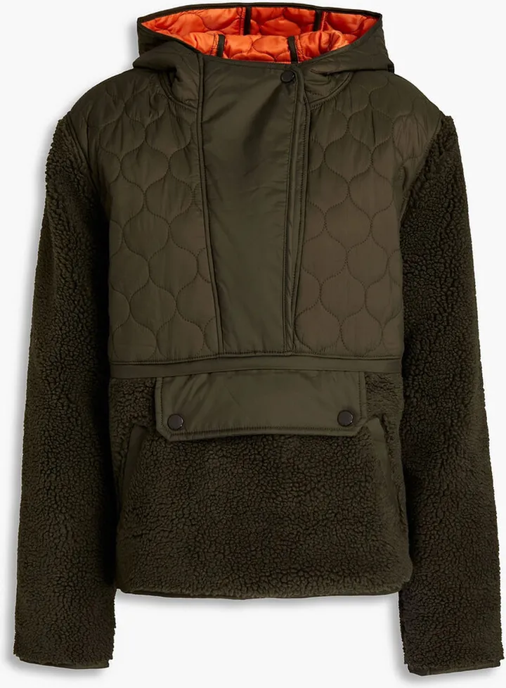 Leo quilted shell-paneled faux shearling hooded jacket