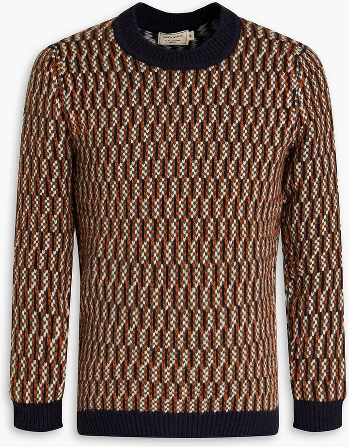 Jacquard-knit wool-blend sweater