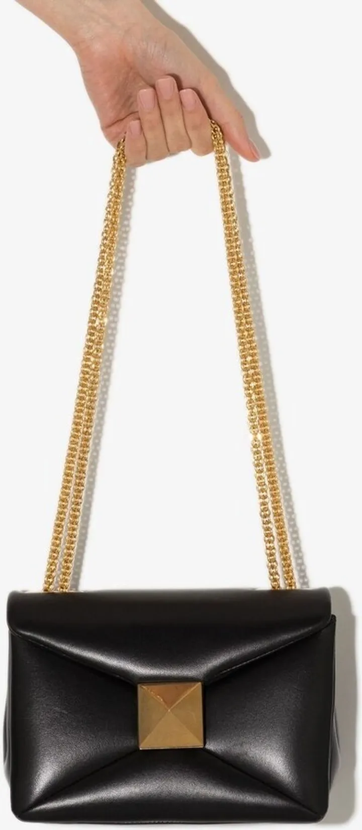 Black One Stud Leather Shoulder Bag