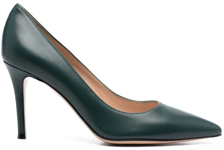 90mm Pointed Leather Pumps