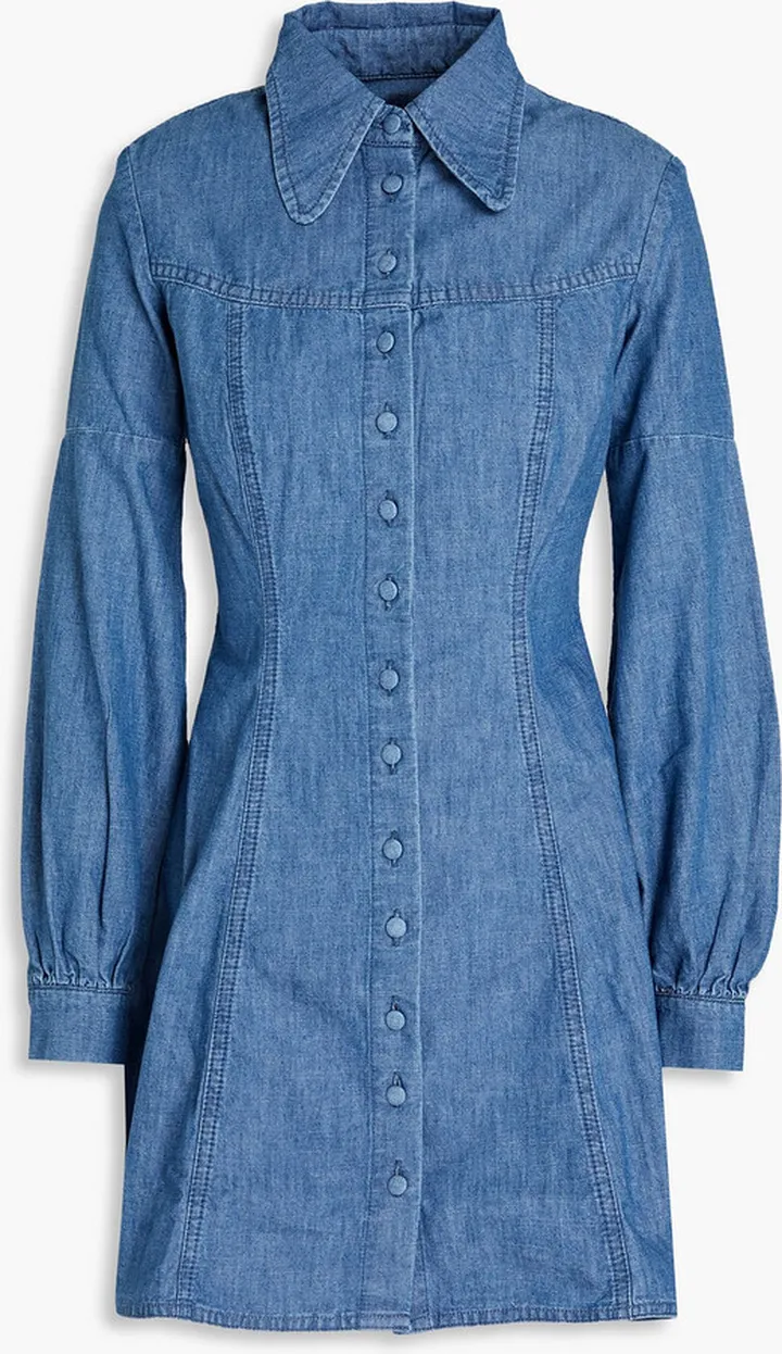 Organic cotton-chambray mini shirt dress