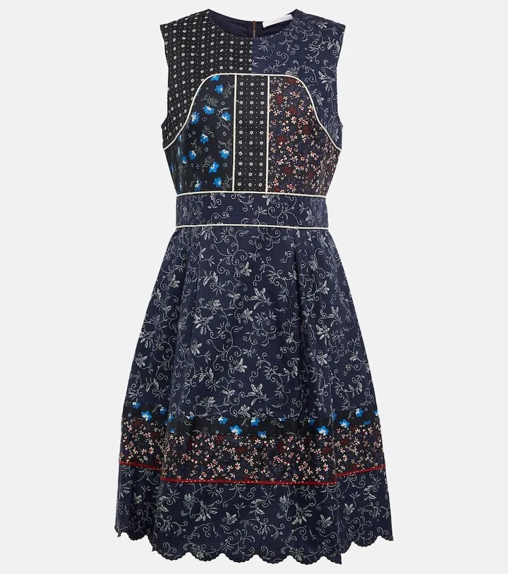 Floral patchwork cotton minidress