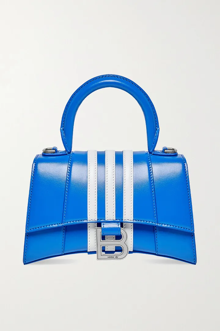 Balenciaga - + Adidas Hourglass Xs Striped Leather Tote - Blue