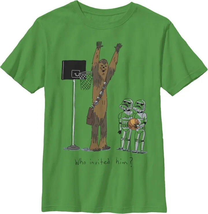 Boy's Star Wars Chewbacca Basketball Who Invited Him T-Shirt - Kelly Green - X Small