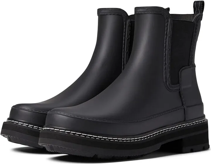 Hunter Refined Stitch Detail Chelsea (Black) Women's Shoes