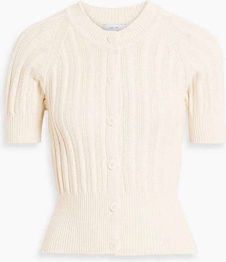 Jemma ribbed organic cotton-blend cardigan