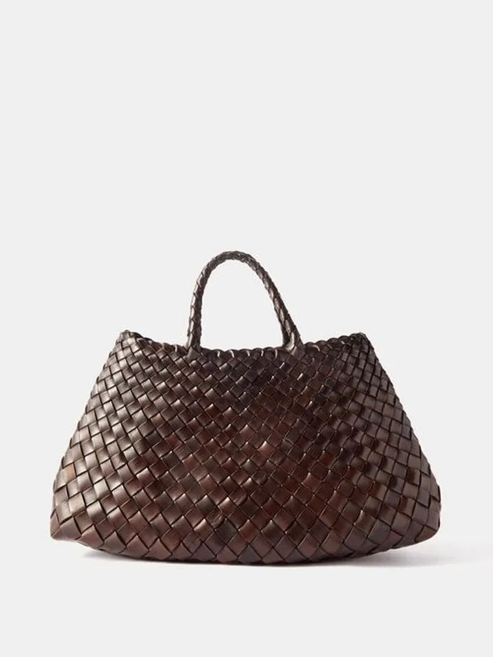 Santa Croce Small Woven-leather Tote Bag