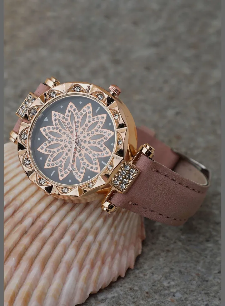 Suede Strap Analog Watch