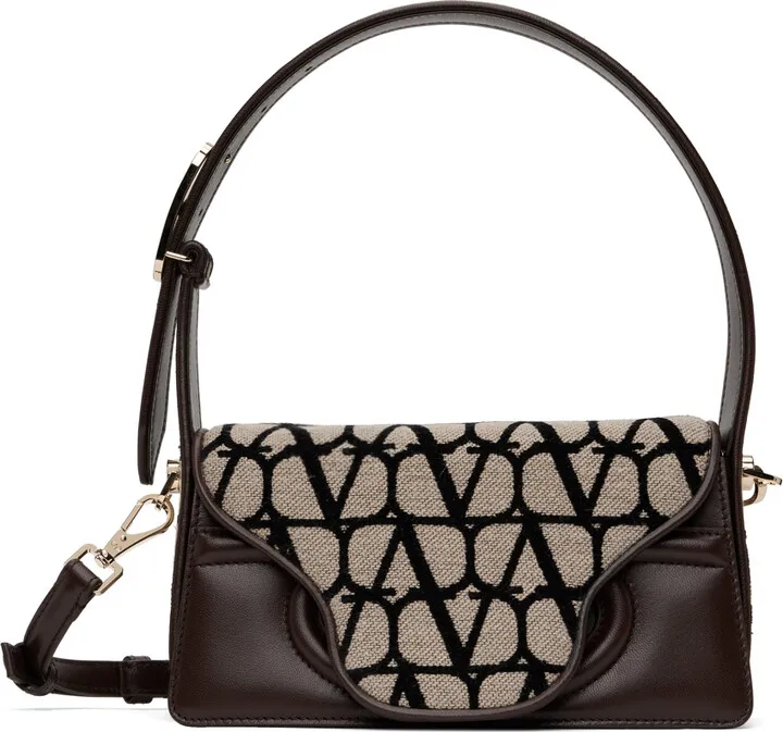 Valentino Garavani Brown & Beige Small 'La Petite Deuxieme' Bag