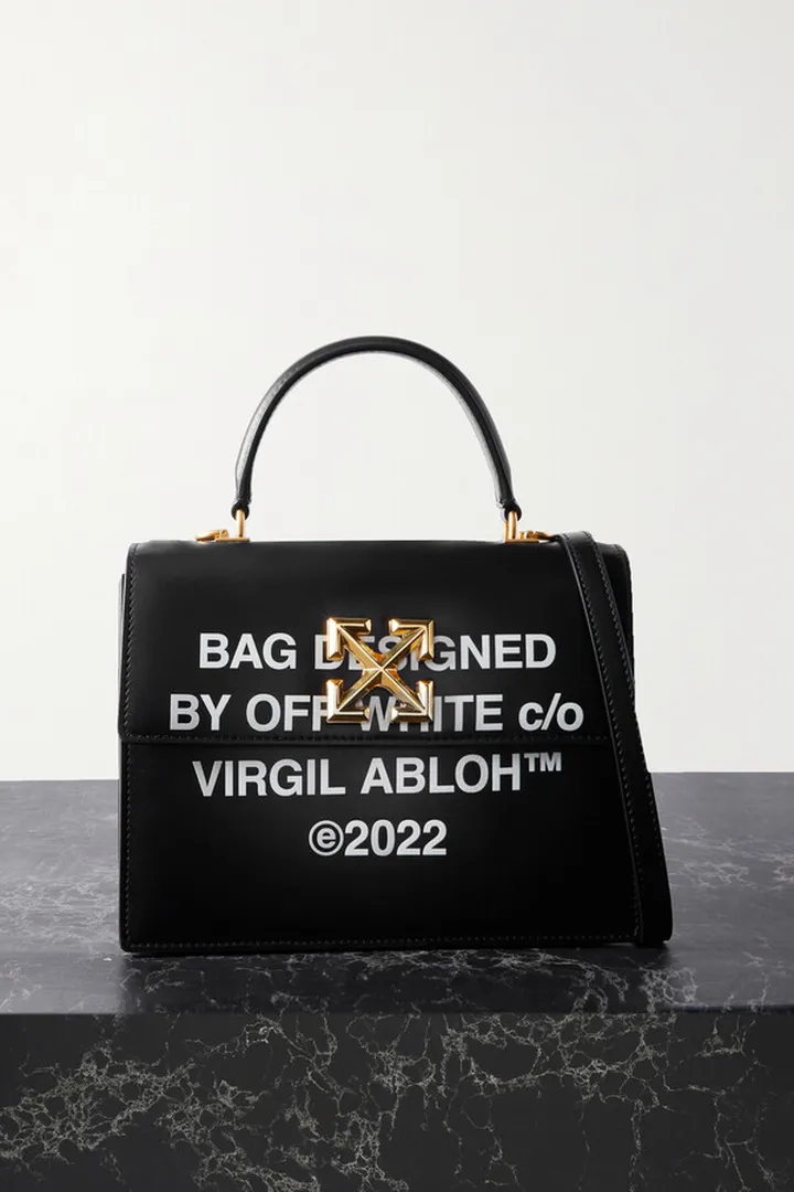 Off-White - Jitney 2.8 Printed Leather Tote - Black