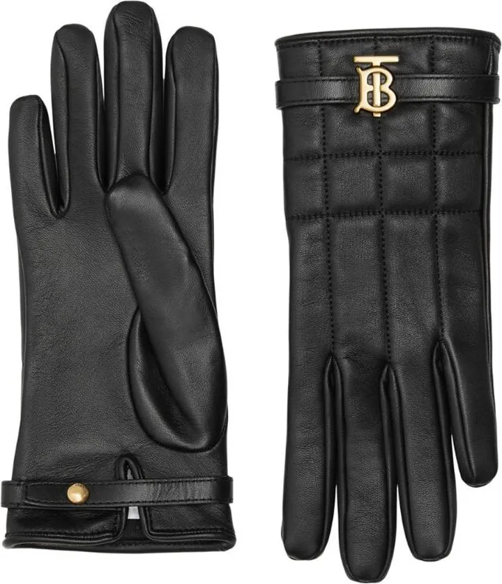 Burberry Quilted Leather Tb Monogram Gloves