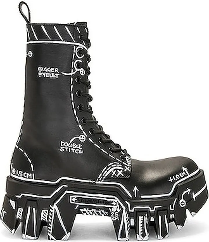 Balenciaga Bulldozer Lace Up Boots in Black