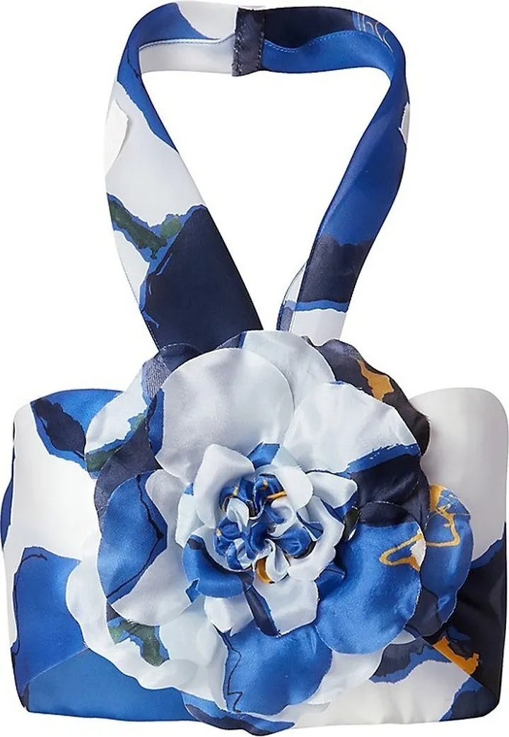 Flower Silk Bandeau Halter Top