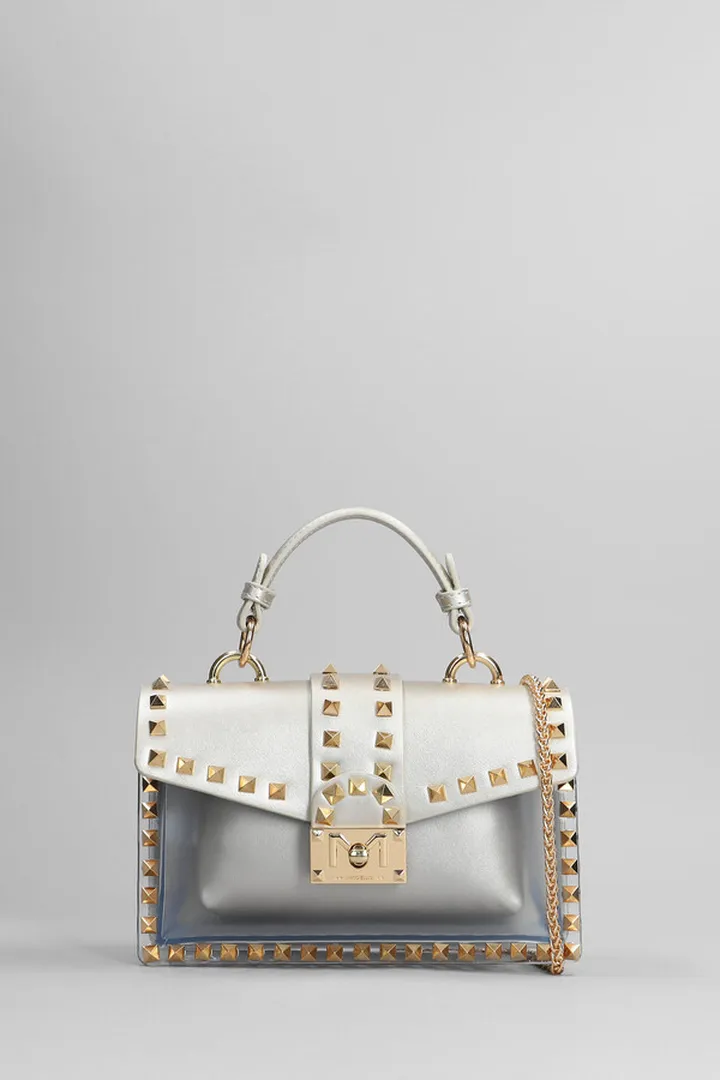 Flat New Rock Hand Bag In Beige Leather