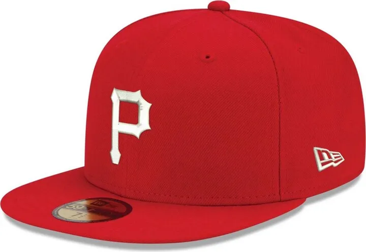 Men's Red Pittsburgh Pirates Logo White 59FIFTY Fitted Hat