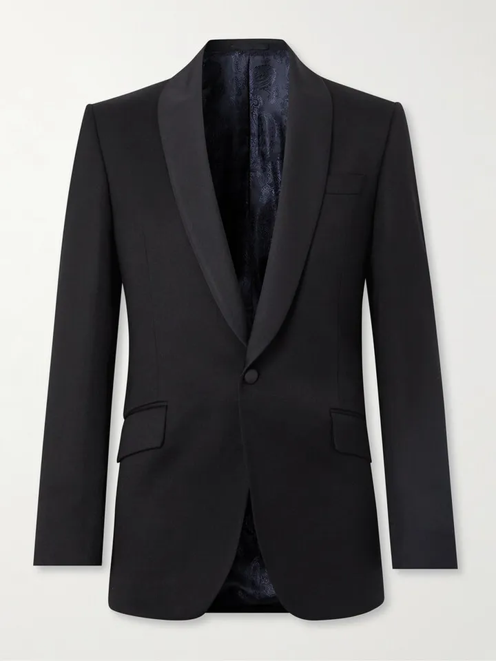 Shawl-Collar Wool-Barathea Tuxedo Jacket