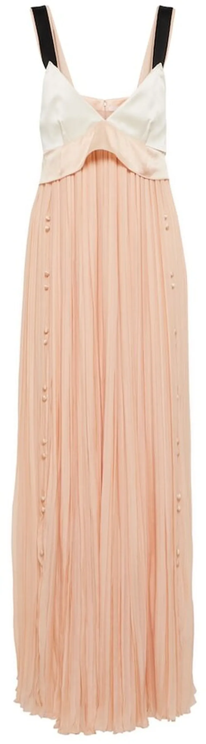 Silk satin and gauze maxi dress