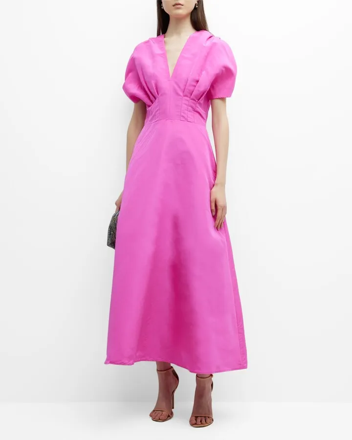 V-Neck Silk Dress