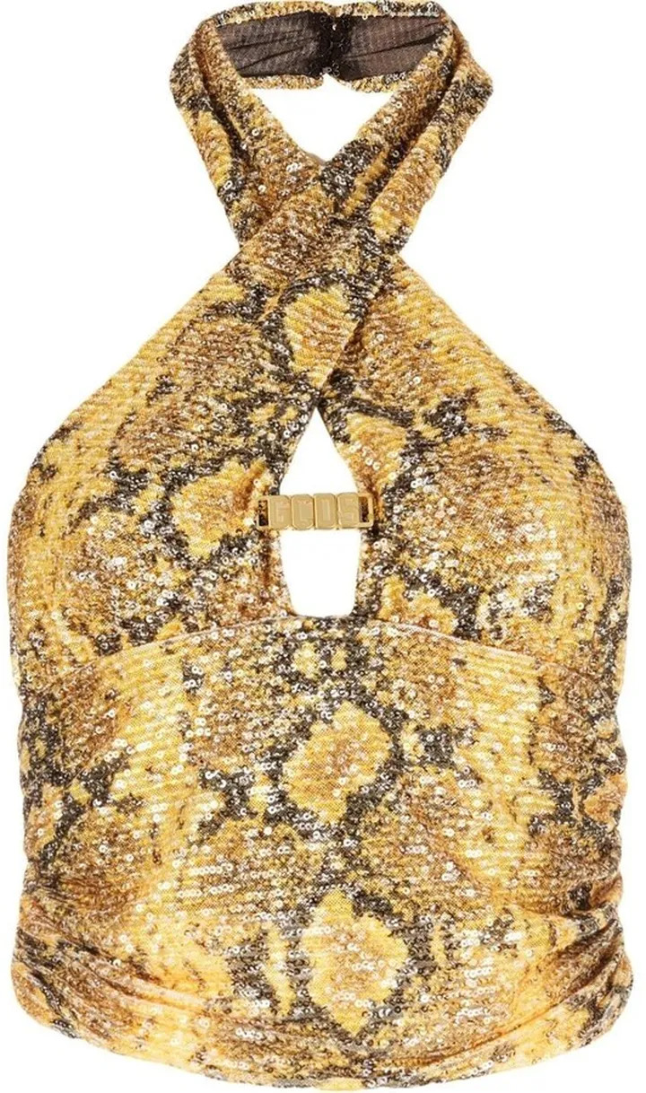 Snakeskin-Print Halterneck Top
