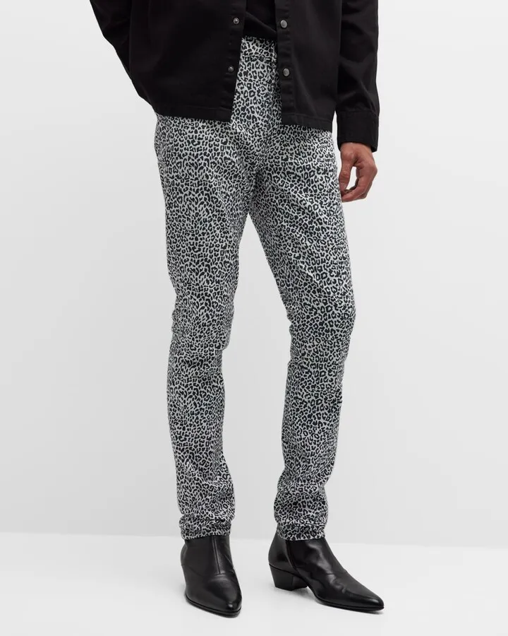 Men's Greyson Leopard Skinny-Fit Jeans