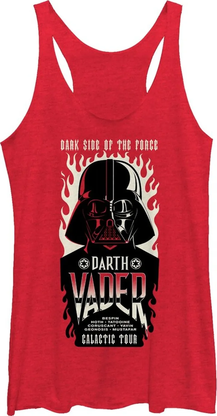 Women's Star Wars Dark Side Concert Poster Racerback Tank Top - Red Heather - Small