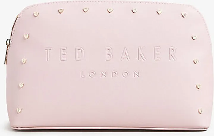 Pl-pink Studela Studded-heart Woven Washbag
