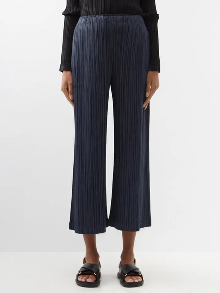Cropped Technical-pleated Trousers