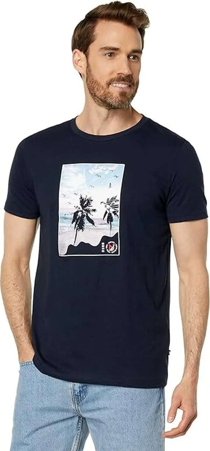 Nautica Sustainably Crafted Beach Vibes Graphic T-Shirt (Navy Seas) Men's Clothing