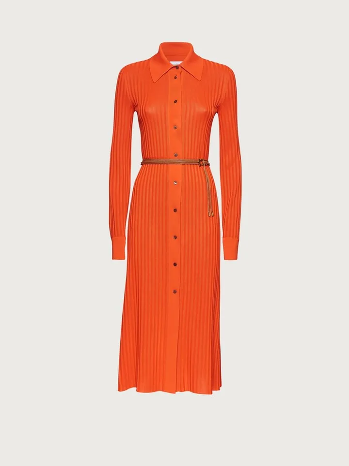 Ferragamo Women Knitted shirt dress Orange