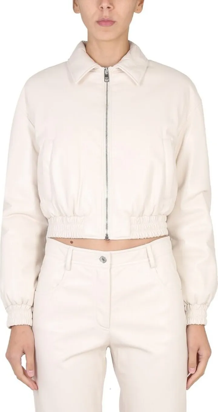 MSGM Cropped Zipped Bomber Jacket