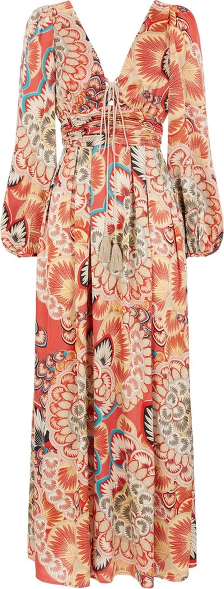 Traffic People - Red And Gold Paisley Promise Dress