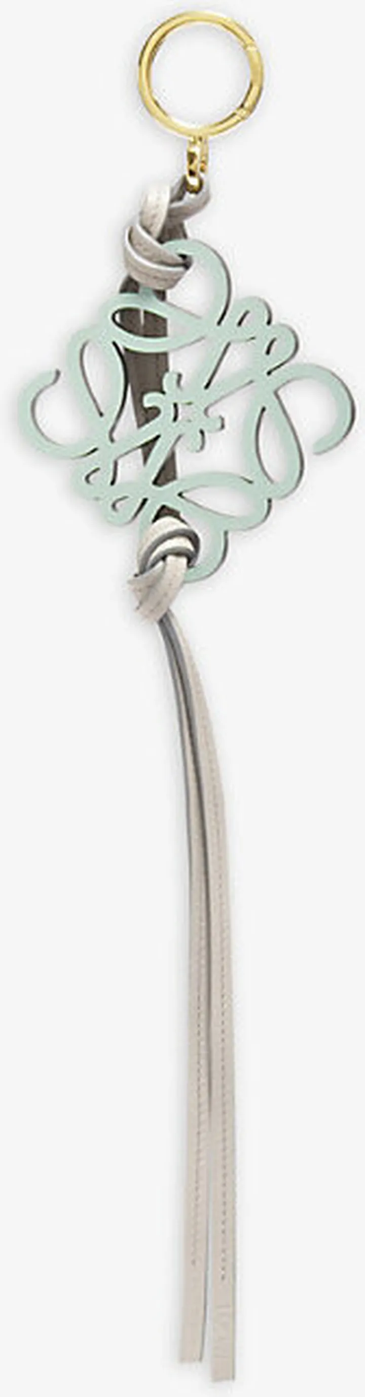 Womens Light Blue Anagram Leather and Brass Charm