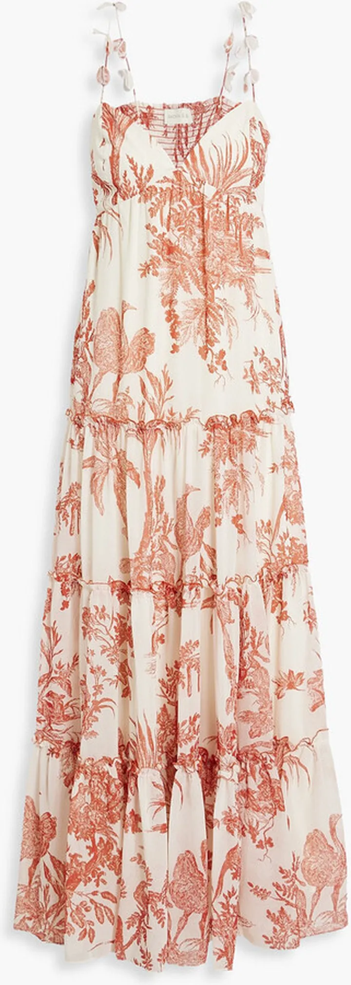 Sunny tiered floral-print crepe de chine maxi dress