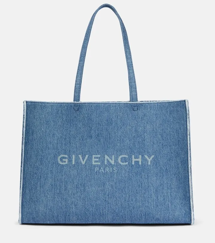 Logo denim shopper