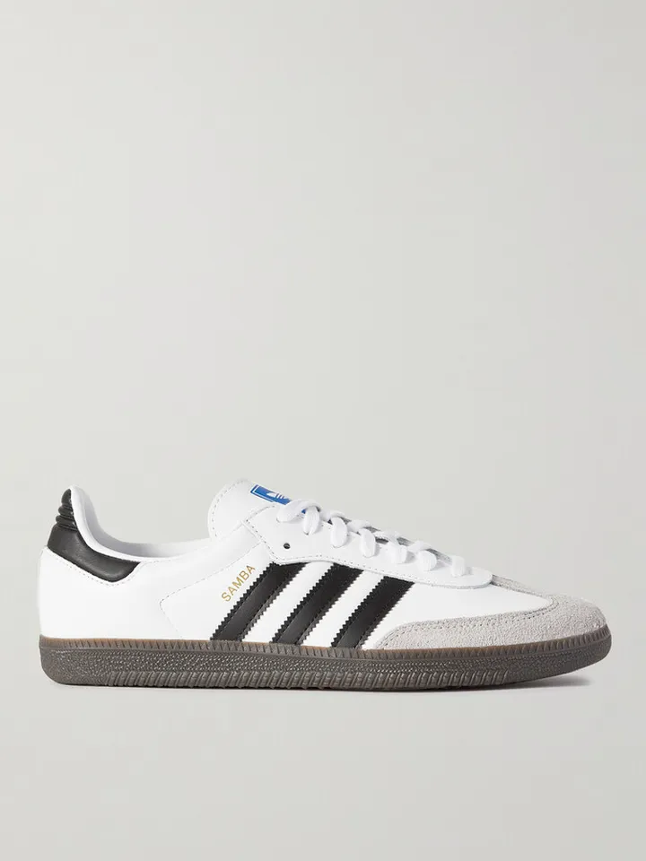 Samba Suede-Trimmed Leather Sneakers