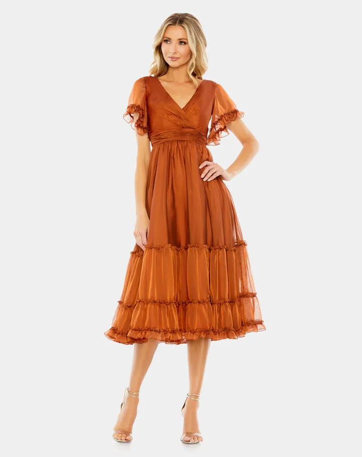 Tea Length Ruffled Dress