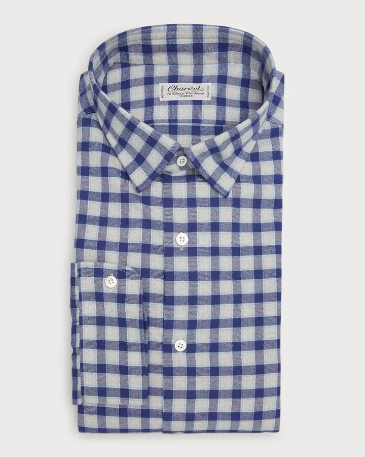 Men's Cotton Plaid Dress Shirt