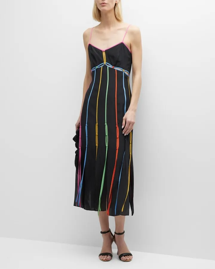 Meera Embellished Silk Midi Dress