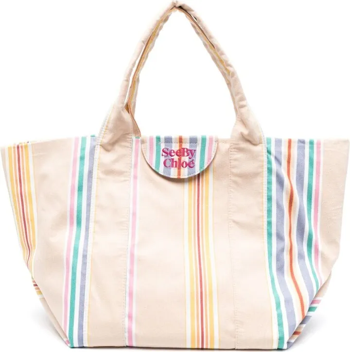 Striped Cotton Tote Bag