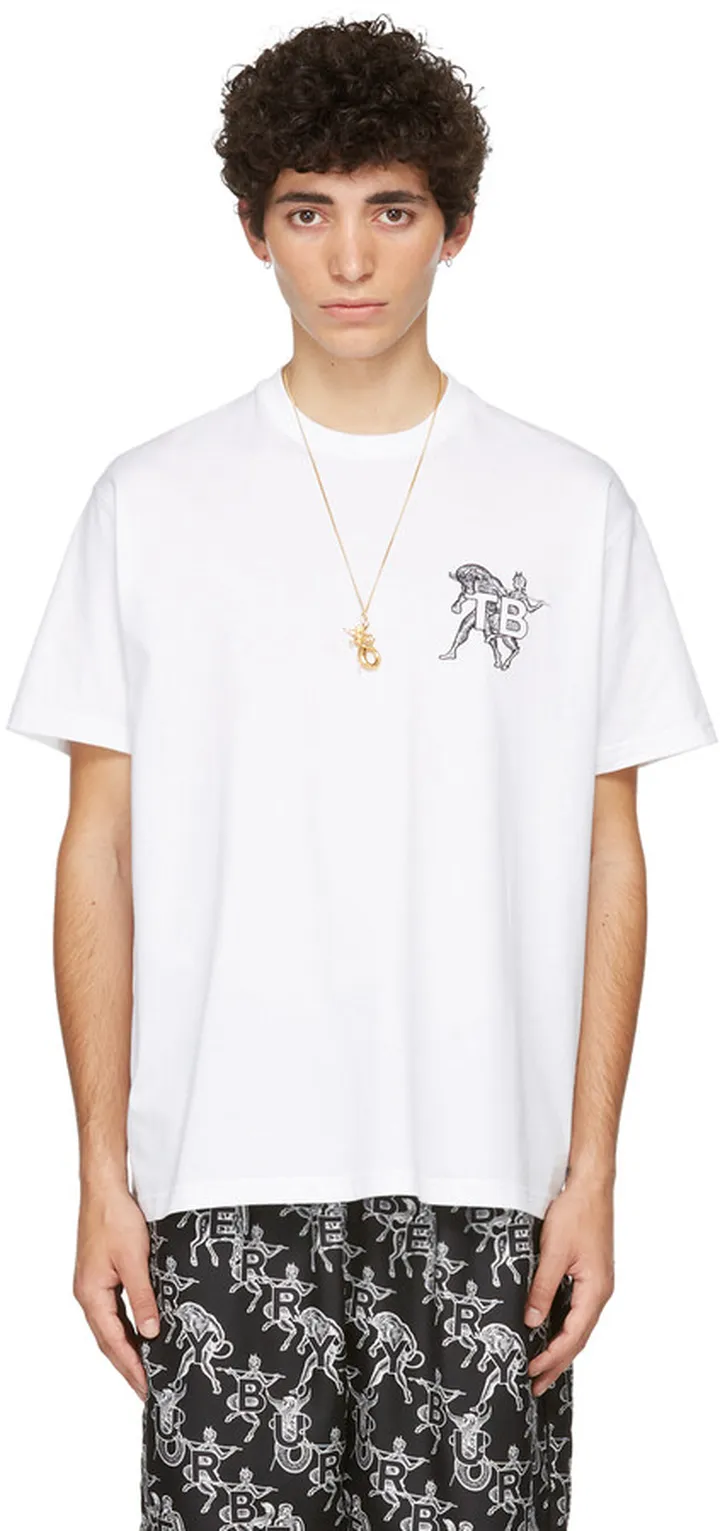 Burberry White Mythical Alphabet Small 'TB' T-Shirt