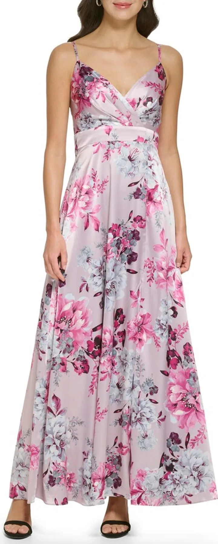 Floral print Satin Gown