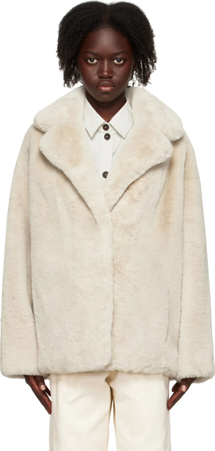 Stand Studio Off-White Savannah Faux-Fur Jacket