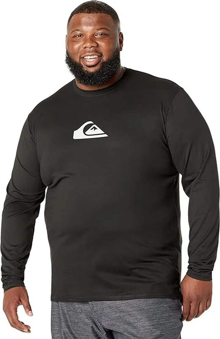 Quiksilver Solid Streak Long Sleeve Surf Tee (Black 2) Men's Swimwear