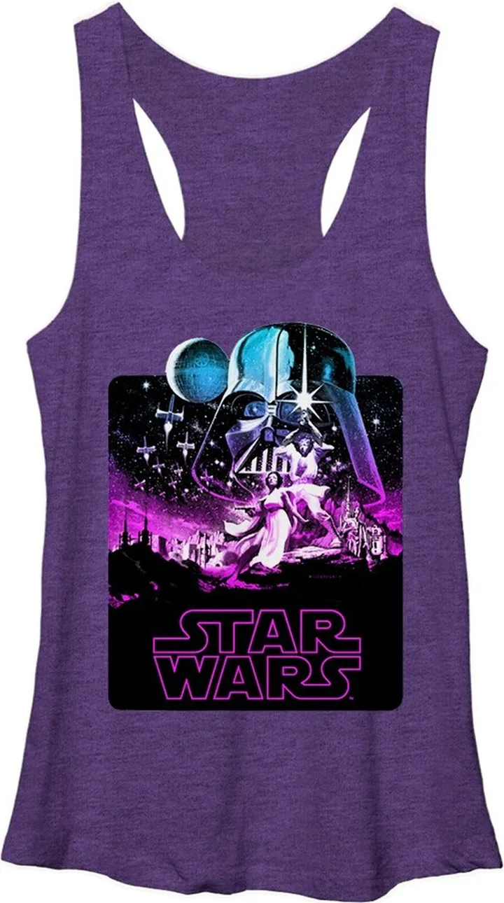 Women's Star Wars Epic Artwork Racerback Tank Top - Purple Heather - Small
